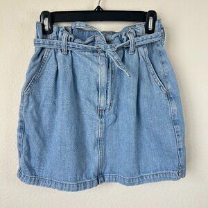 Hollister Skirt Womens 7 W28 Blue Denim Paperbag Belted Pockets Ultra High-Rise
